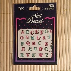 Nail Decal Alphabet 3D Stickers - Pink & Teal